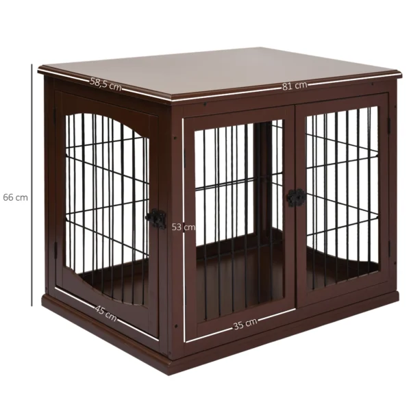 Hondenkooi voor thuis, afsluitbare hondenbox met 2 ingangen, hondenhuis voor kleine honden, bruin, 58,5 x 81 x 66 cm 4