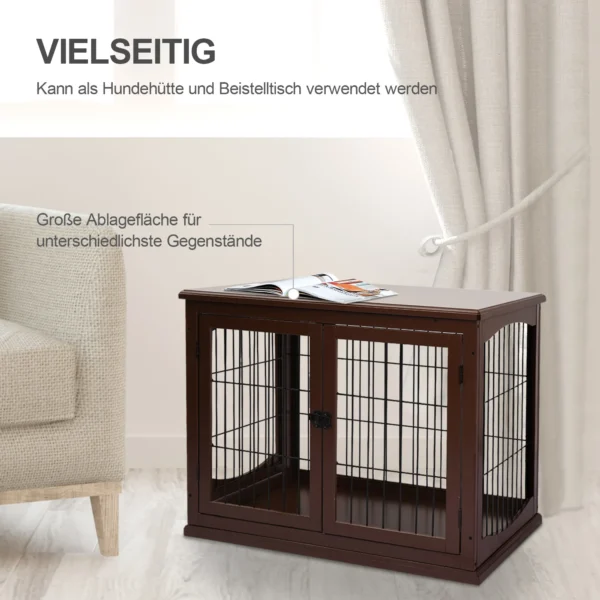 Hondenkooi voor thuis, afsluitbare hondenbox met 2 ingangen, hondenhuis voor kleine honden, bruin, 58,5 x 81 x 66 cm 6