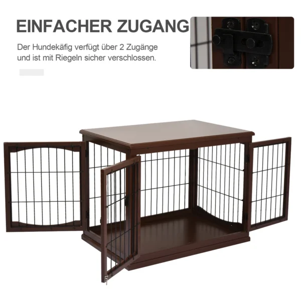 Hondenkooi voor thuis, afsluitbare hondenbox met 2 ingangen, hondenhuis voor kleine honden, bruin, 58,5 x 81 x 66 cm 7
