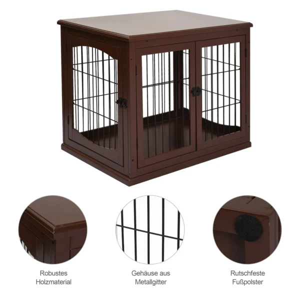 Hondenkooi voor thuis, afsluitbare hondenbox met 2 ingangen, hondenhuis voor kleine honden, bruin, 58,5 x 81 x 66 cm 8