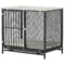 Hondenkooi voor thuis, afsluitbare hondenkennel met kussen, hondenbox met pallets, hondenhuis voor middelgrote honden onder 20 kg, grijs, 88 x 55 x 71 cm 1