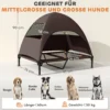 Hondenligbed buiten met dak, verhoogd hondenbed voor grote honden, verkoelend huisdierenbed met wasbaar mesh metalen frame draagtas, huisdierenbed voor buiten kamperen 91x76x90cm, koffie 4