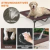 Hondenligbed buiten met dak, verhoogd hondenbed voor grote honden, verkoelend huisdierenbed met wasbaar mesh metalen frame draagtas, huisdierenbed voor buiten kamperen 91x76x90cm, koffie 7