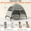 Hondenligbed buiten met dak, verhoogd hondenbed voor grote honden, verkoelend huisdierligbed met wasbaar mesh metalen frame draagtas, huisdierbed voor buiten kamperen 106x76x99cm, lichtgrijs 4