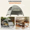 Hondenligbed buiten met dak, verhoogd hondenbed voor grote honden, verkoelend huisdierligbed met wasbaar mesh metalen frame draagtas, huisdierbed voor buiten kamperen 106x76x99cm, lichtgrijs 5