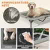 Hondenligbed buiten met dak, verhoogd hondenbed voor grote honden, verkoelend huisdierligbed met wasbaar mesh metalen frame draagtas, huisdierbed voor buiten kamperen 106x76x99cm, lichtgrijs 7