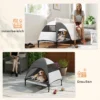 Hondenligbed buiten met dak, verhoogd hondenbed voor middelgrote honden, verkoelend huisdierligbed met wasbaar mesh metalen frame draagtas, huisdierbed voor buiten kamperen 76x61x71cm, lichtgrijs 8