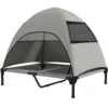 Hondenligbed outdoor met dak, verhoogd hondenbed voor grote honden, verkoelend huisdierligbed met wasbaar mesh metalen frame draagtas, huisdierbed voor buiten kamperen 91x76x90cm, lichtgrijs 1