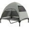 Hondenligbed outdoor met dak, verhoogd hondenbed voor grote honden, verkoelend huisdierligbed met wasbaar mesh metalen frame draagtas, huisdierbed voor buiten kamperen 91x76x90cm, lichtgrijs 1