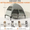 Hondenligbed outdoor met dak, verhoogd hondenbed voor grote honden, verkoelend huisdierligbed met wasbaar mesh metalen frame draagtas, huisdierbed voor buiten kamperen 91x76x90cm, lichtgrijs 4