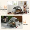 Hondenligbed outdoor met dak, verhoogd hondenbed voor grote honden, verkoelend huisdierligbed met wasbaar mesh metalen frame draagtas, huisdierbed voor buiten kamperen 91x76x90cm, lichtgrijs 8