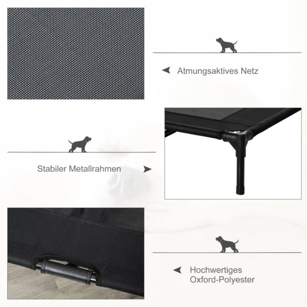 Hondenligbed verhoogd outdoor hondenbed & hondenbank, oxford zwart, 92x76x18cm 7
