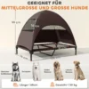 Hondenligstoel outdoor met dak, verhoogd hondenbed voor grote honden, verkoelend huisdierligbed met wasbaar mesh metalen frame draagtas, huisdierbed voor buiten kamperen 106x76x99cm, koffie 4