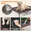 Hondenligstoel outdoor met dak, verhoogd hondenbed voor grote honden, verkoelend huisdierligbed met wasbaar mesh metalen frame draagtas, huisdierbed voor buiten kamperen 106x76x99cm, koffie 7