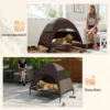 Hondenligstoel outdoor met dak, verhoogd hondenbed voor grote honden, verkoelend huisdierligbed met wasbaar mesh metalen frame draagtas, huisdierbed voor buiten kamperen 106x76x99cm, koffie 8