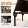 Hondenligstoel outdoor met dak, verhoogd hondenbed voor middelgrote honden, verkoelende huisdierligstoel met wasbaar mesh metalen frame draagtas, huisdierbed voor buiten kamperen 76x61x71cm, koffie 6