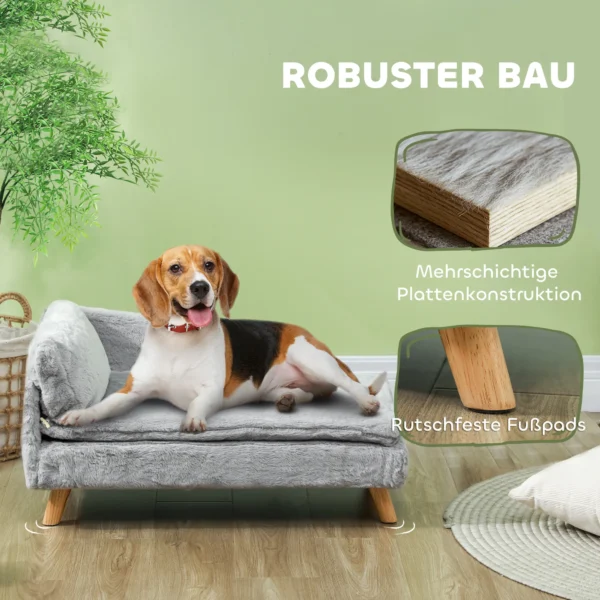 Hondensofa voor middelgrote honden, hondenbed met afneembaar en wasbaar kussen, huisdiersofa met houten poten, met verhoogd ontwerp, 20 kg, lichtgrijs 7