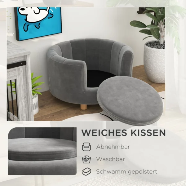 Hondensofa wasbaar huisdiersofa met rugleuning en houten poten voor kleine honden tot 45 kg in grijs 7