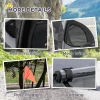 Hondentransportaanhangwagen tot 20kg voor middelgrote honden, met netvensters, veiligheidslijn, 140x71x83cm, oxford stof, zwart 10