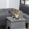 Hondentrap 3 staps kattentrap met hol en opslagruimte, 3 in 1 huisdierramp tot 10 kg, comfortabel kussen, lichtgrijs 8