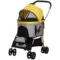 Hondenwagen 2 in 1 hondentrolley & draagtas, opvouwbare hondenbuggy met kussen, 4 wielen, netvenster, oxford stof, geel 1