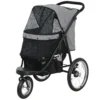 Hondenwagen jogger opvouwbare hondenbuggy voor kleine honden & katten tot 10 kg, kattenbuggy met 3 grote rubberen wielen, kussen, netvensters, opbergmand, kattenwagen met veiligheidslijnen, grijs 1