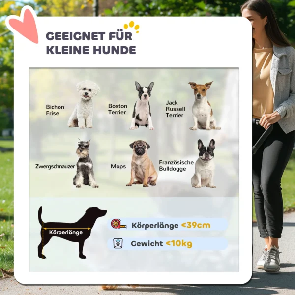 Hondenwagen jogger opvouwbare hondenbuggy voor kleine honden & katten tot 10 kg, kattenbuggy met 3 grote rubberen wielen, kussen, netvensters, opbergmand, kattenwagen met veiligheidslijnen, turkoois 6