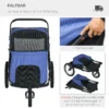 Hondenwagen opvouwbare hondenbuggy met netvenster veiligheidslijn grote rubberen wielen tot 30kg oxford blauw voor honden en katten 8