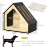 Houten hondenhok gezellige indoor kattenhol & hondenslaapplaats met kussen, voor kleine honden tot 8kg, 60x40x59,2cm 4