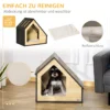 Houten hondenhok gezellige indoor kattenhol & hondenslaapplaats met kussen, voor kleine honden tot 8kg, 60x40x59,2cm 5