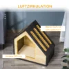 Houten hondenhok gezellige indoor kattenhol & hondenslaapplaats met kussen, voor kleine honden tot 8kg, 60x40x59,2cm 6