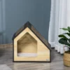Houten hondenhok gezellige indoor kattenhol & hondenslaapplaats met kussen, voor kleine honden tot 8kg, 60x40x59,2cm 9