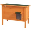 Houten kattenhuis met deurgordijn buiten, geïsoleerd, verhoogd ontwerp, voor kleine dieren, oranje, 60x60x81,5cm 1