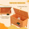 Houten kattenhuis met deurgordijn buiten, geïsoleerd, verhoogd ontwerp, voor kleine dieren, oranje, 60x60x81,5cm 6