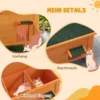 Houten kattenhuis met deurgordijn buiten, geïsoleerd, verhoogd ontwerp, voor kleine dieren, oranje, 60x60x81,5cm 8