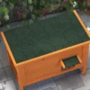 Houten kattenhuis met deurgordijn buiten, geïsoleerd, verhoogd ontwerp, voor kleine dieren, oranje, 60x60x81,5cm 9