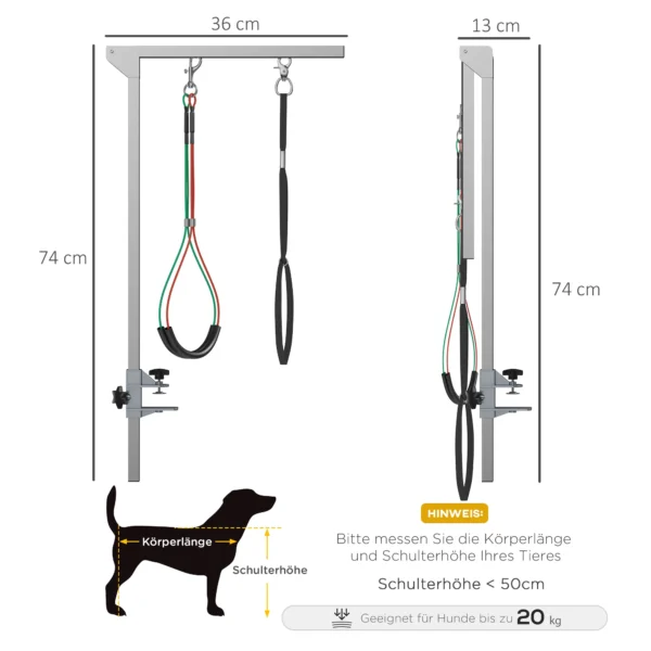 Huisdier vachtverzorgingsarm opvouwbare verzorgingsarm met klem, verstelbare hondentrimtafelarm met haunch houder, voor middelgrote honden 4