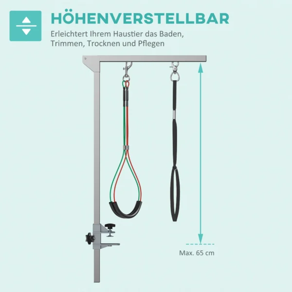 Huisdier vachtverzorgingsarm opvouwbare verzorgingsarm met klem, verstelbare hondentrimtafelarm met haunch houder, voor middelgrote honden 6