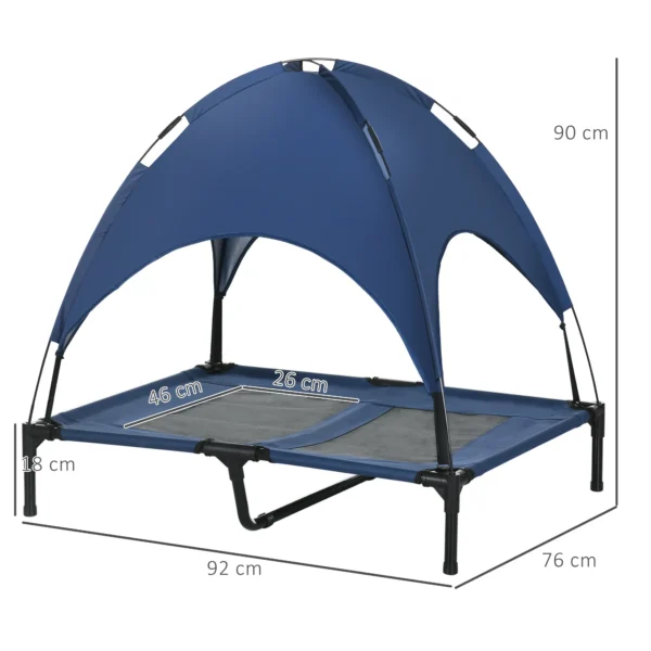 Huisdierbed met baldakijn, verhoogd hondenbed met dak, ademend voor middelgrote honden, donkerblauw, ideaal voor binnen & buiten 4