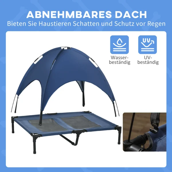 Huisdierbed met baldakijn, verhoogd hondenbed met dak, ademend voor middelgrote honden, donkerblauw, ideaal voor binnen & buiten 7