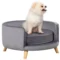 Huisdiersofa voor middelgrote honden, verhoogd hondenbed met houten frame, grijs 68x68x35cm, comfortabel & stijlvol 1