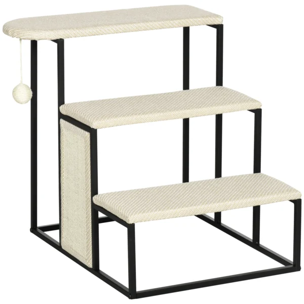 Huisdiertrap 3 traps kattentrap hondentrap met krabplank en speelbal van staal en sisal 51x54x53cm voor katten en honden 1
