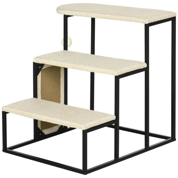 Huisdiertrap 3 traps kattentrap hondentrap met krabplank en speelbal van staal en sisal 51x54x53cm voor katten en honden 10