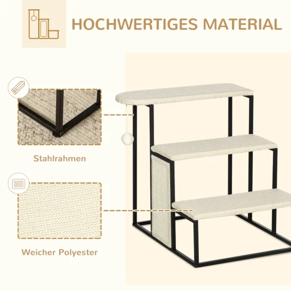 Huisdiertrap 3 traps kattentrap hondentrap met krabplank en speelbal van staal en sisal 51x54x53cm voor katten en honden 5