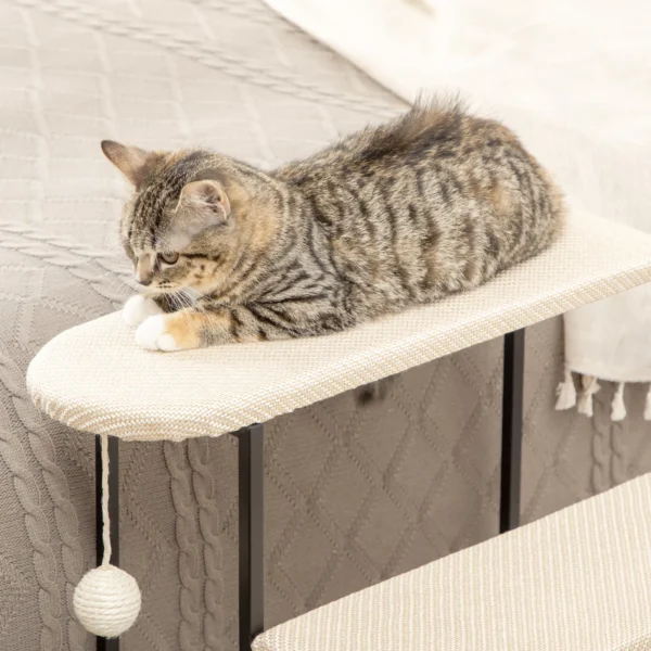 Huisdiertrap 3 traps kattentrap hondentrap met krabplank en speelbal van staal en sisal 51x54x53cm voor katten en honden 8
