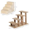 Huisdiertrap 4 traps hondenloopplank met afneembare hoes kattentrap hondentrap dierentrap spaanplaat pluche beige 60 x 35 x 44 cm 4
