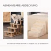 Huisdiertrap 4 traps hondenloopplank met afneembare hoes kattentrap hondentrap dierentrap spaanplaat pluche beige 60 x 35 x 44 cm 5