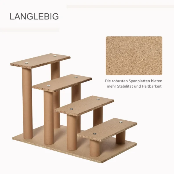 Huisdiertrap 4 traps hondenloopplank met afneembare hoes kattentrap hondentrap dierentrap spaanplaat pluche beige 60 x 35 x 44 cm 8