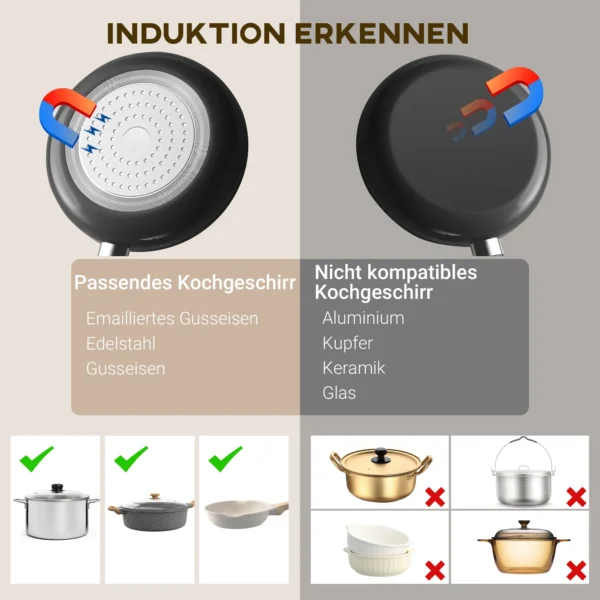Inductiekookplaat kookplaat 1 plaat draagbare inductiekookplaat met 10 vermogensniveaus en temperatuurniveaus, 2000 w, timer, kinderslot, zwart 9