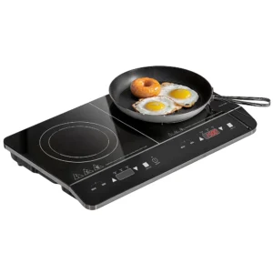 Inductiekookplaat kookplaat 2 plaat draagbare inductiekookplaat met 8 vermogensniveaus en 10 temperatuurniveaus, 3500 w, kinderslot, timer, zwart 1